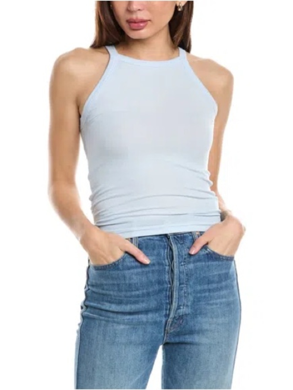 ATM Anthony Thomas Melillo High Neck Tank in Baby Powder Blue Modal & Spandex XS